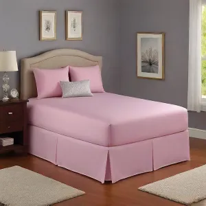 11 Inch Bed Skirt Pink Split Corner Pleated Egyptian Cotton 1000TC