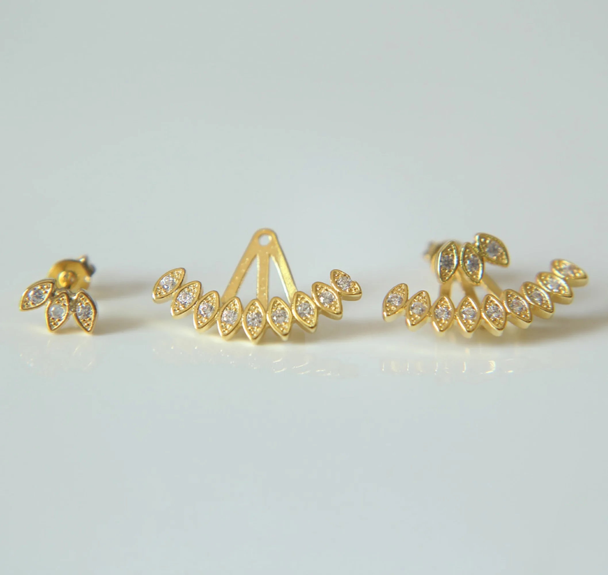 Alisha Modern Teardrop Spikes Crystal Stud Ear Jacket Earring