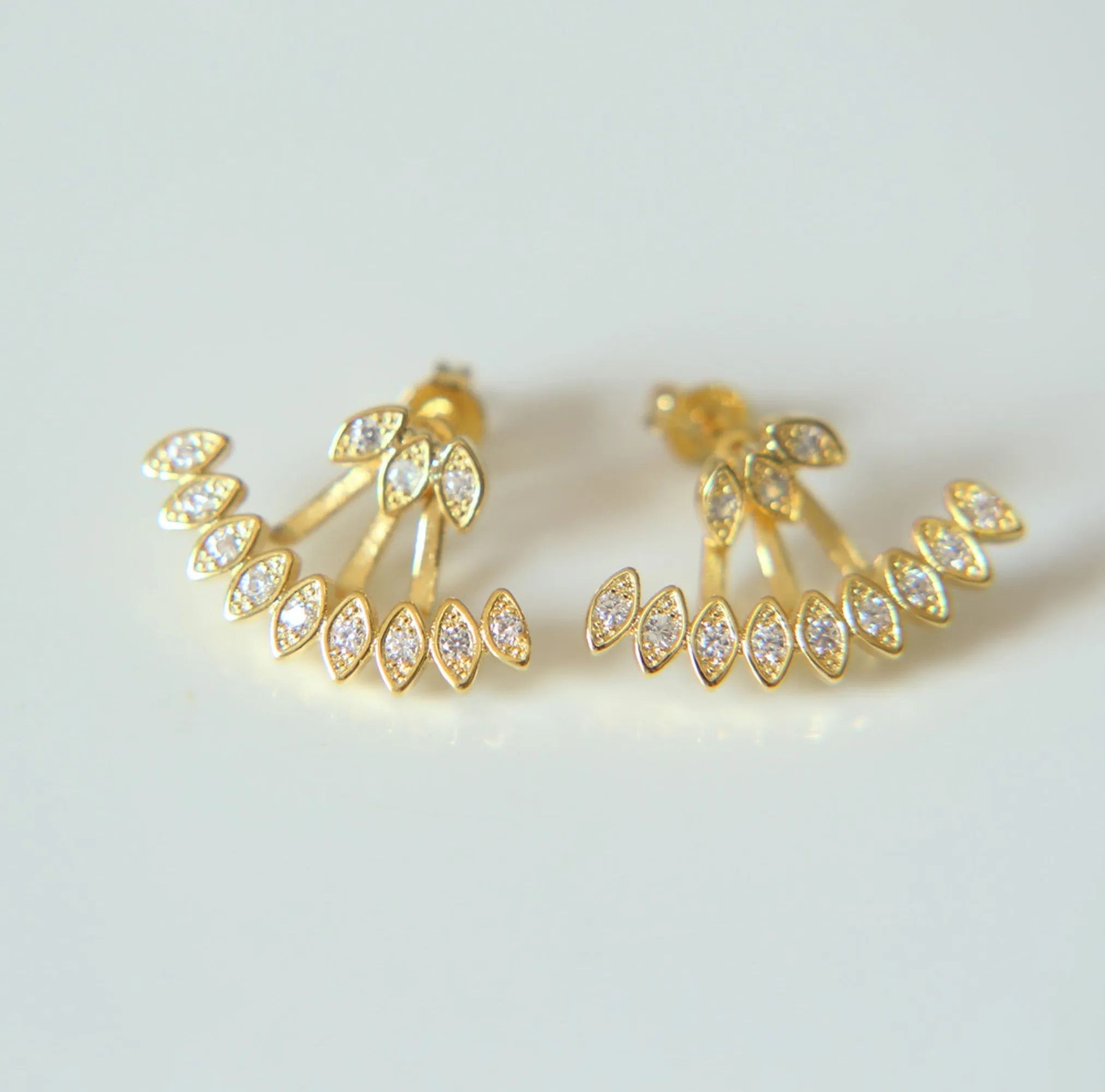 Alisha Modern Teardrop Spikes Crystal Stud Ear Jacket Earring