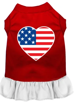 American Flag Heart Screen Print Dress Red With White Sm