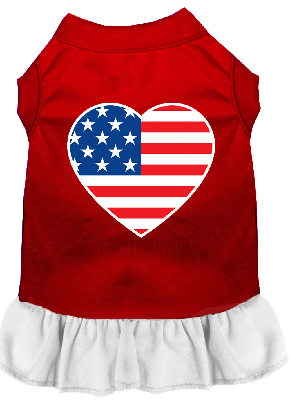 American Flag Heart Screen Print Dress Red With White Sm