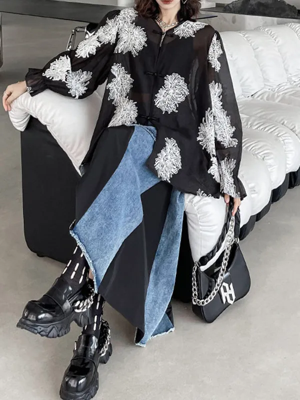 Asymmetric Contrast Color Fringed Pleated Split-Joint Skirts