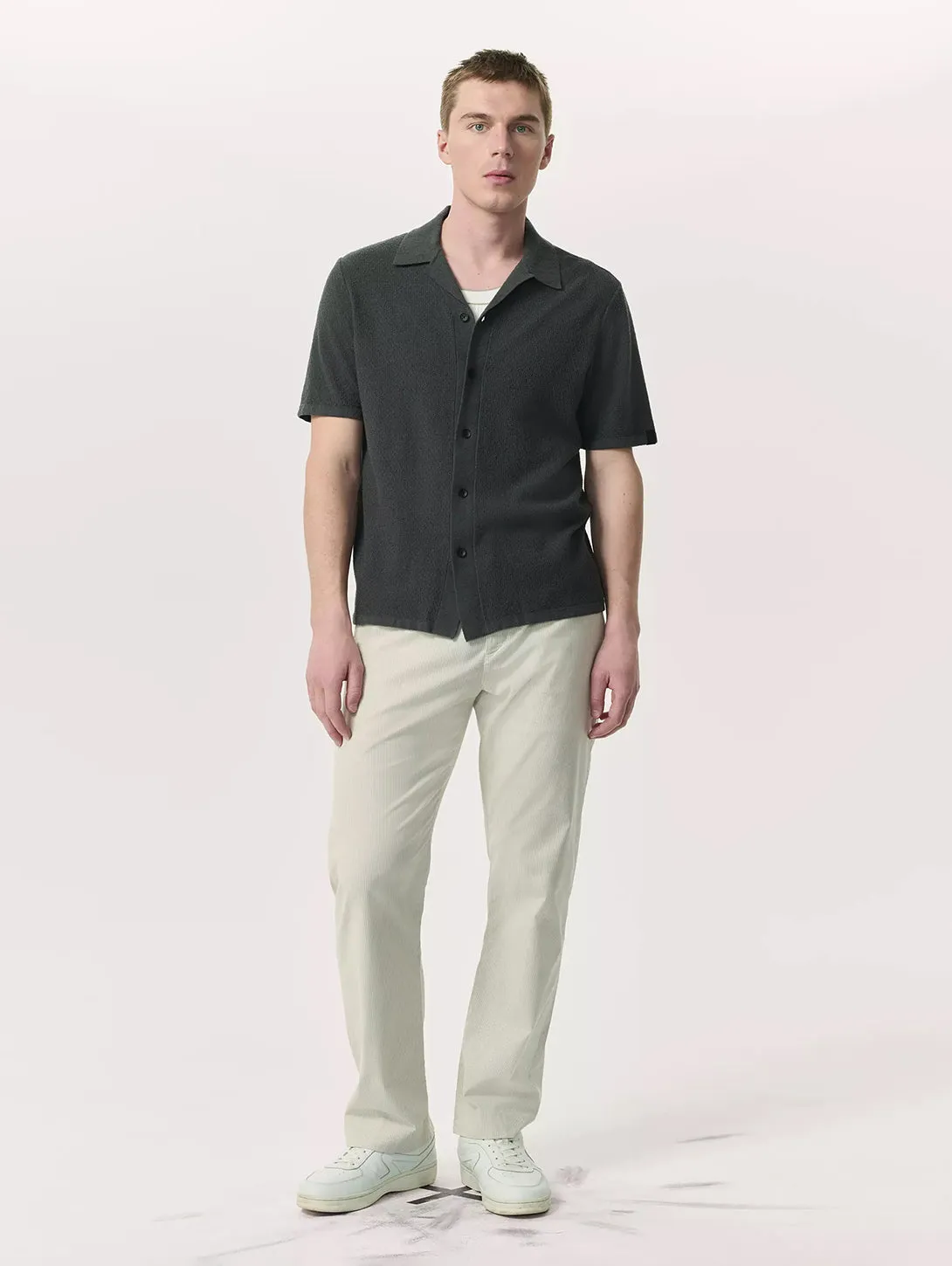 Avery Zig-Zag Knit Shirt - Dark Grey