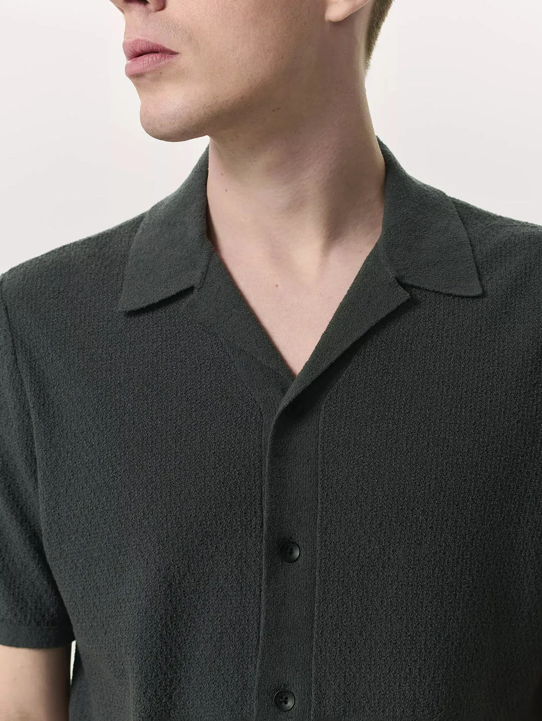 Avery Zig-Zag Knit Shirt - Dark Grey