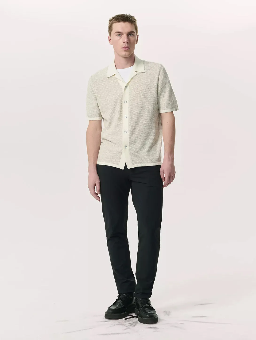 Avery Zig-Zag Knit Shirt - Ivory