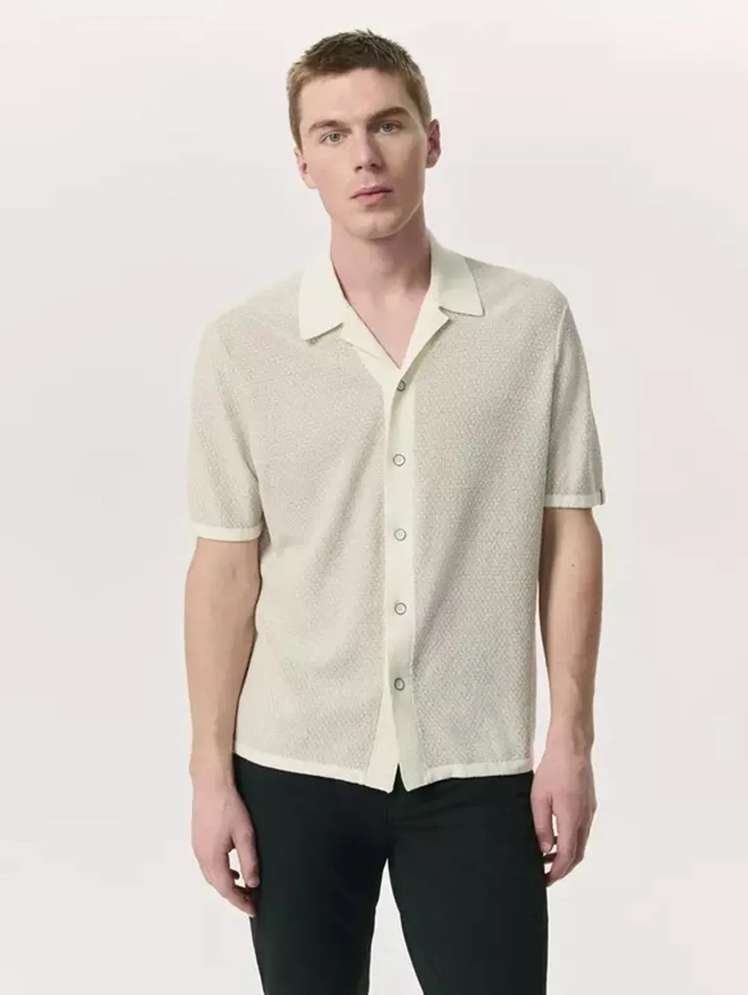 Avery Zig-Zag Knit Shirt - Ivory