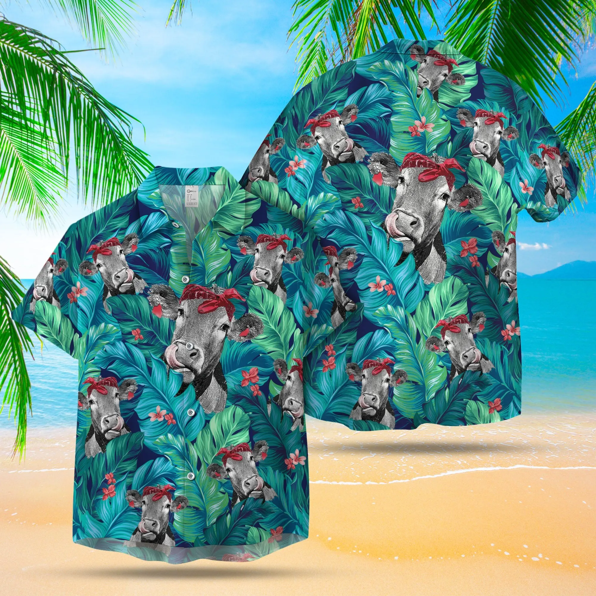 BADANA COW LEAFY HAWAIIAN SHIRT