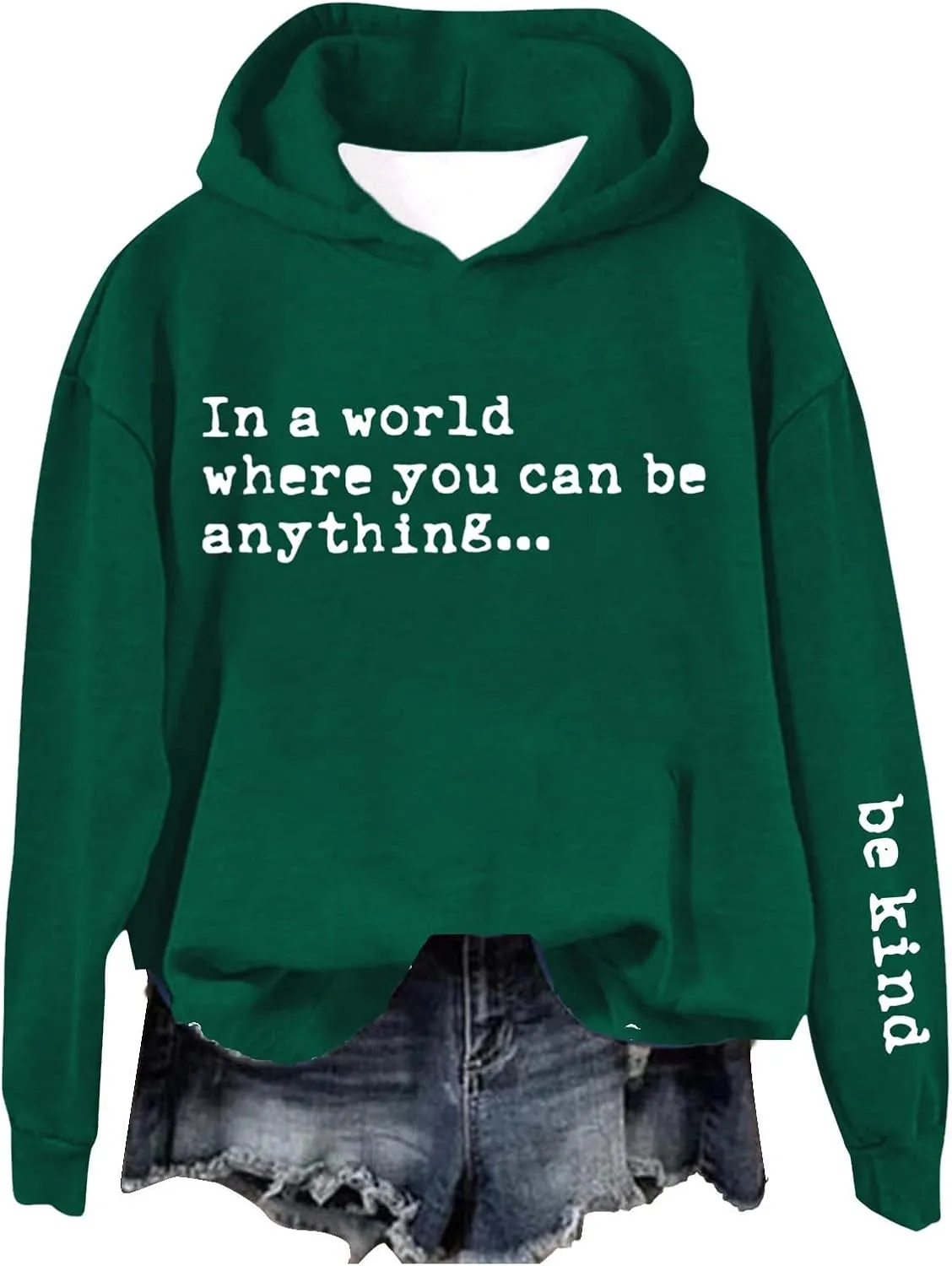Be Kind Hoodies for Women Letter Print Funny Lightweight Sweatshirts Casual Long Sleeve Hood Top Streetwear Pullover
