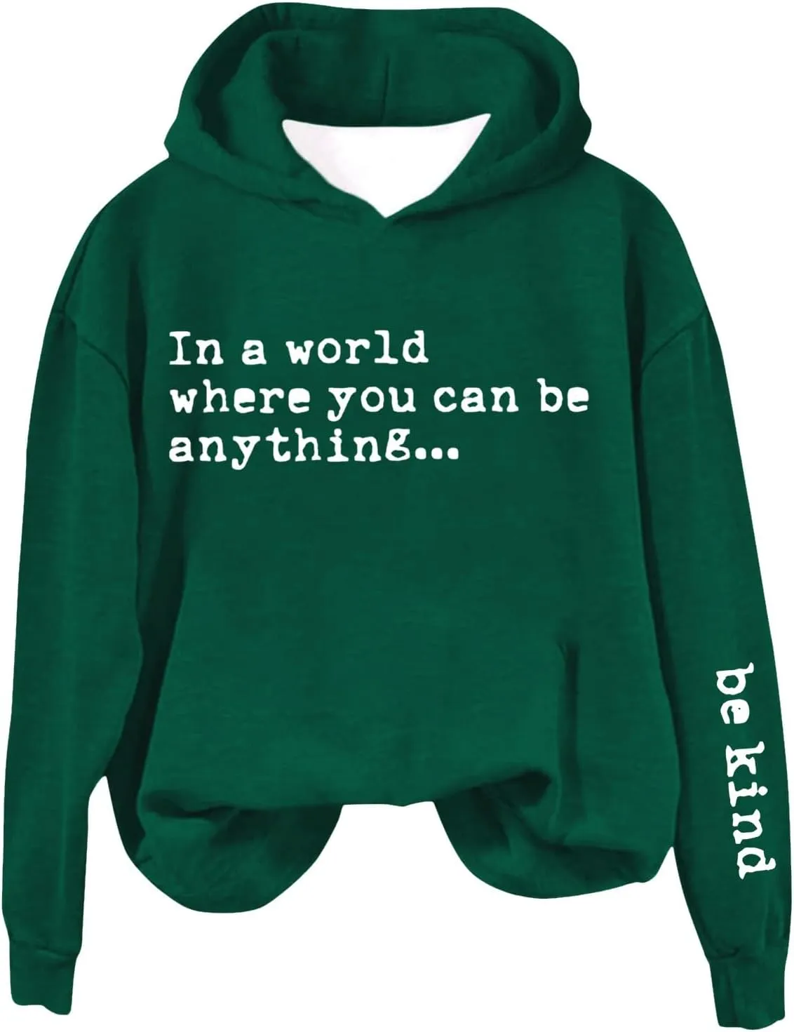 Be Kind Hoodies for Women Letter Print Funny Lightweight Sweatshirts Casual Long Sleeve Hood Top Streetwear Pullover