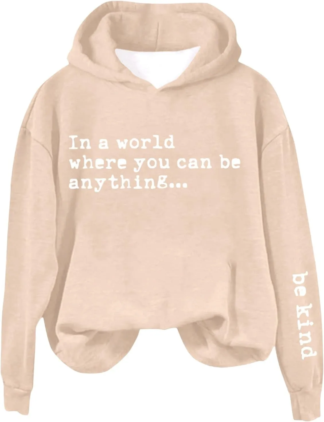Be Kind Hoodies for Women Letter Print Funny Lightweight Sweatshirts Casual Long Sleeve Hood Top Streetwear Pullover