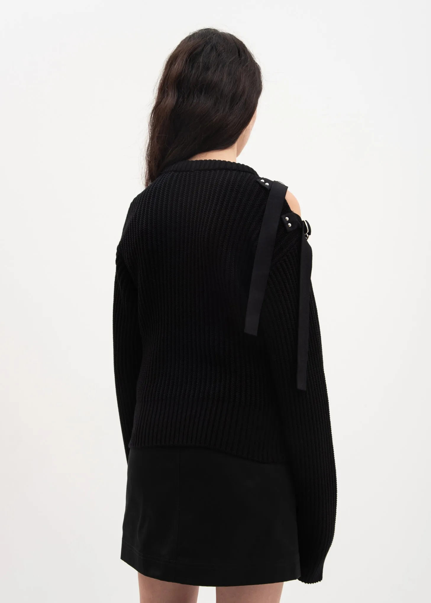 Black Shoulder Strap Crewneck
