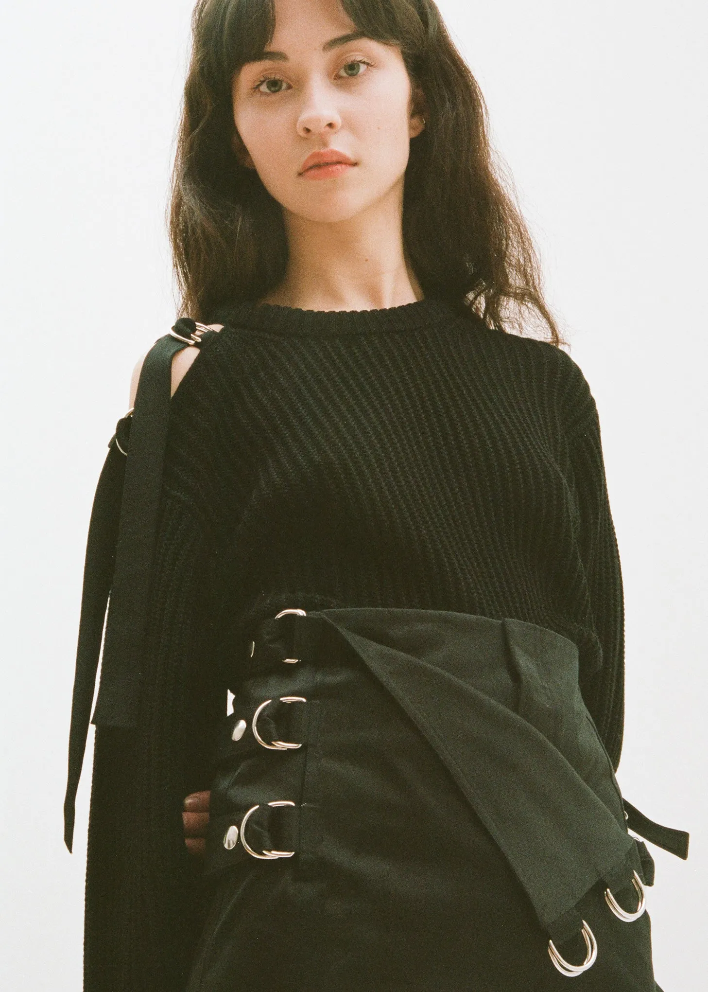 Black Shoulder Strap Crewneck