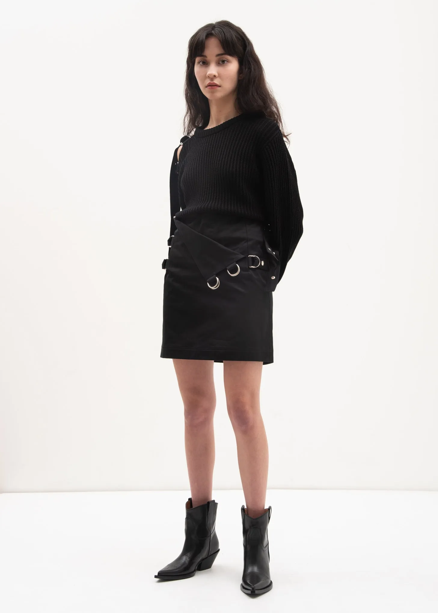 Black Shoulder Strap Crewneck