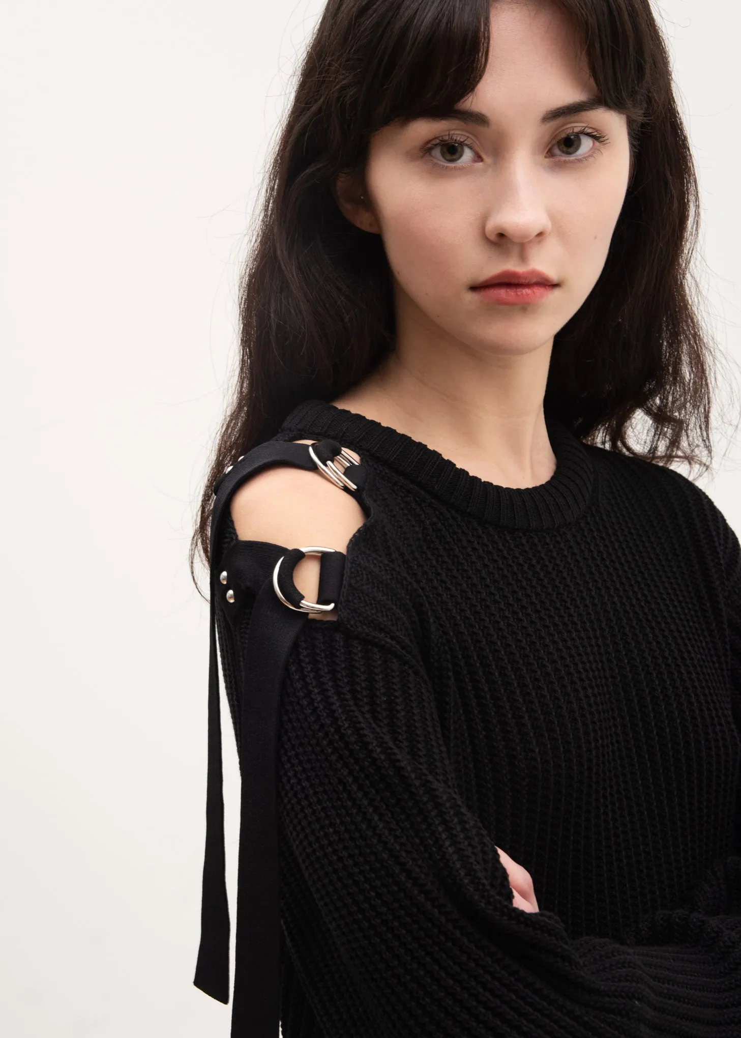 Black Shoulder Strap Crewneck
