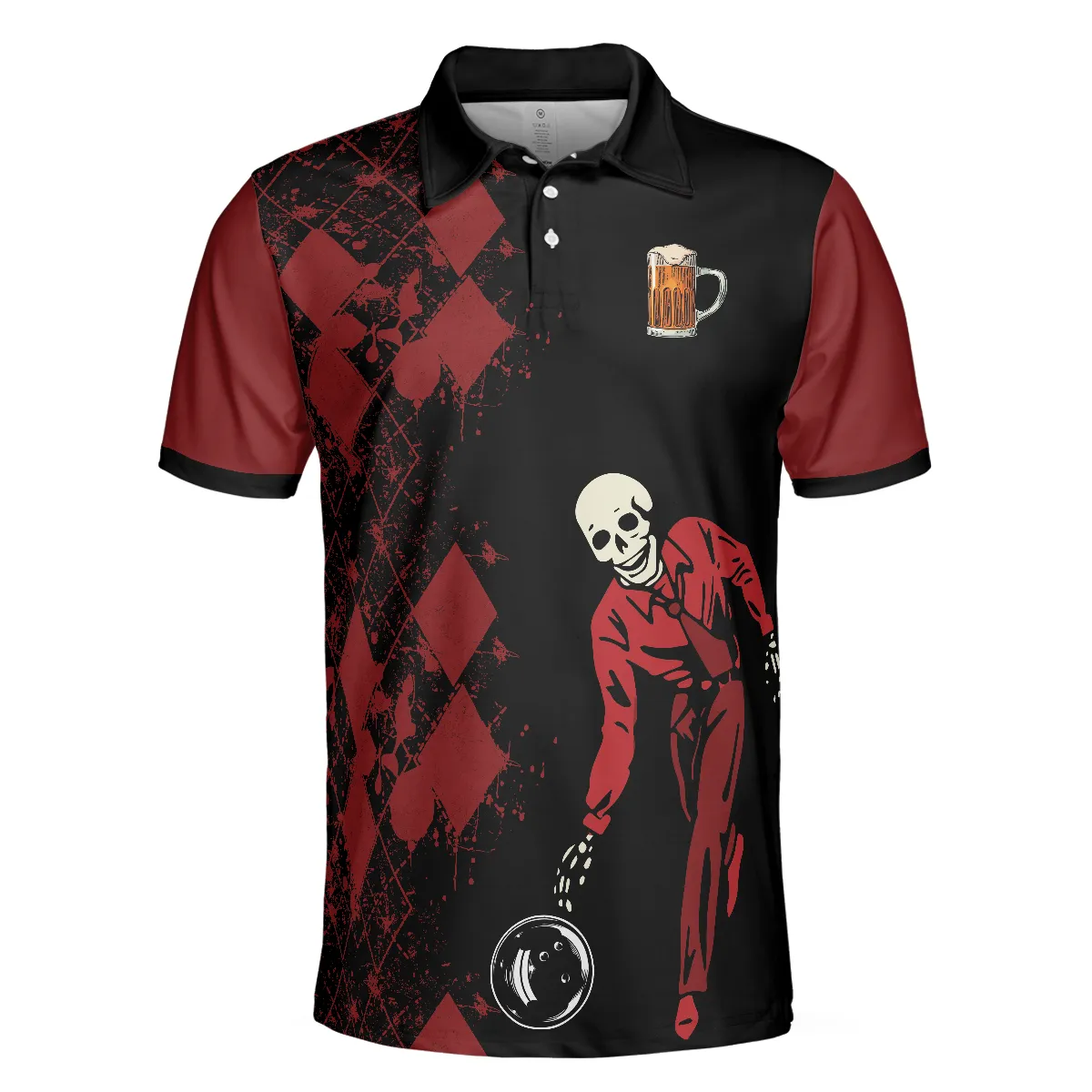 Bowling Men Polo Shirt - Red And Black Bowling Beer Polo Shirt - Best Bowling Gift For Men- Perfect Gift For Friend, Family, Bowling Lovers