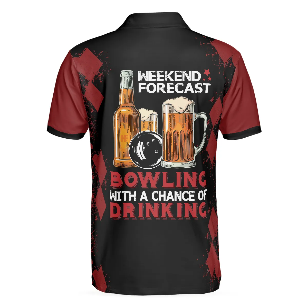Bowling Men Polo Shirt - Red And Black Bowling Beer Polo Shirt - Best Bowling Gift For Men- Perfect Gift For Friend, Family, Bowling Lovers