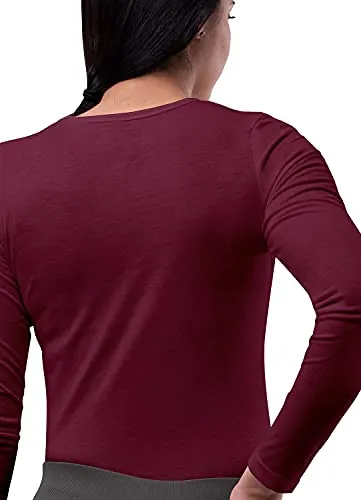 Burgundy Scrubs for Ladies - Long Sleeve Comfort Underscrub Tee - SIVVAN Womens Fall Fashion