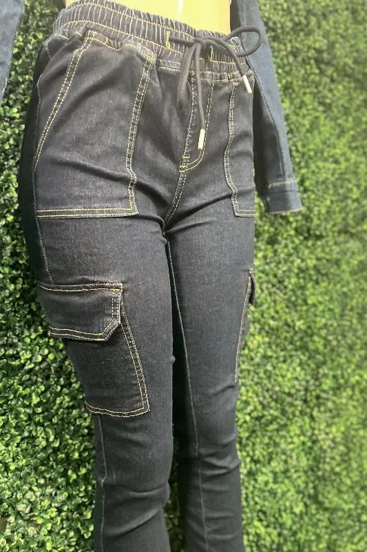 Cargo Denim Joggers -  Dark Denim