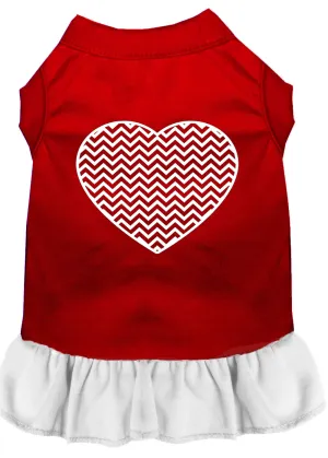 Chevron Heart Screen Print Dress Red With White Xl