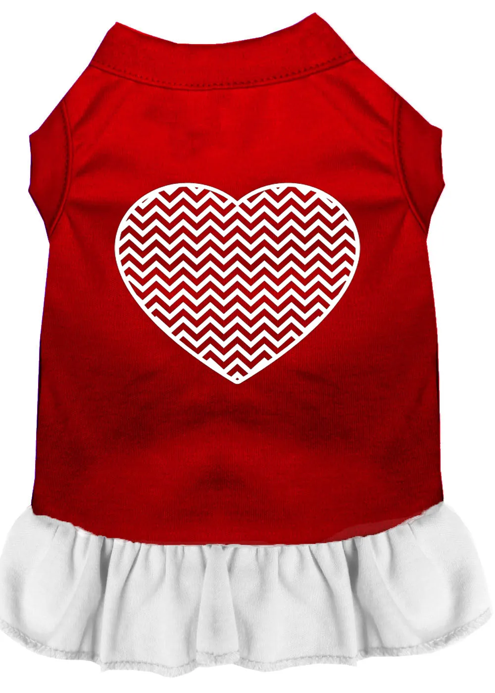 Chevron Heart Screen Print Dress Red With White Xl