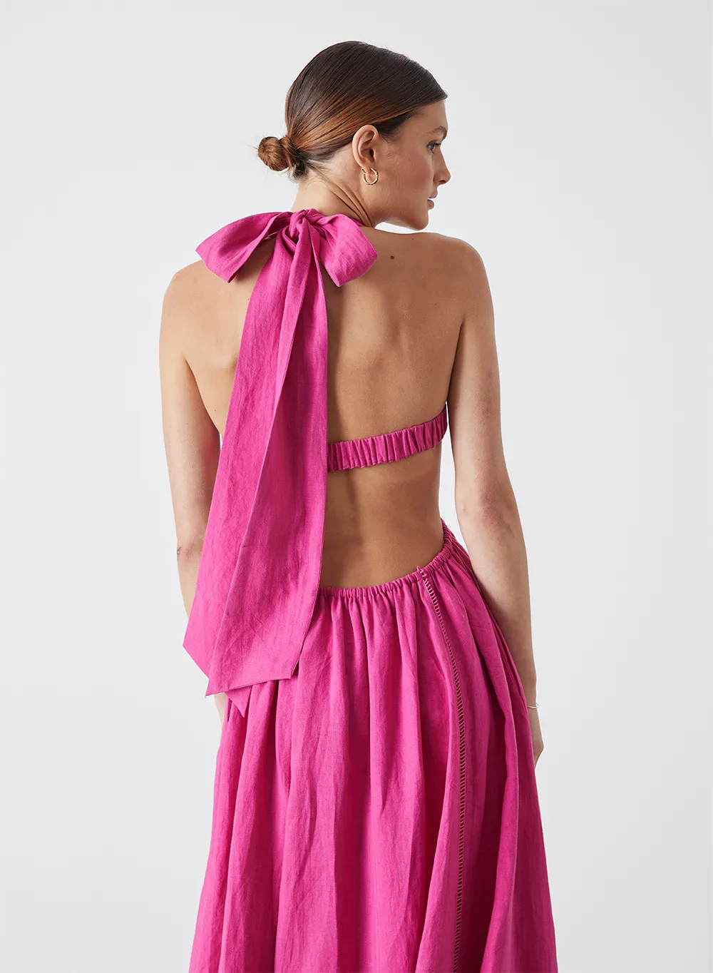CHLOE LINEN MIDI DRESS | PINK
