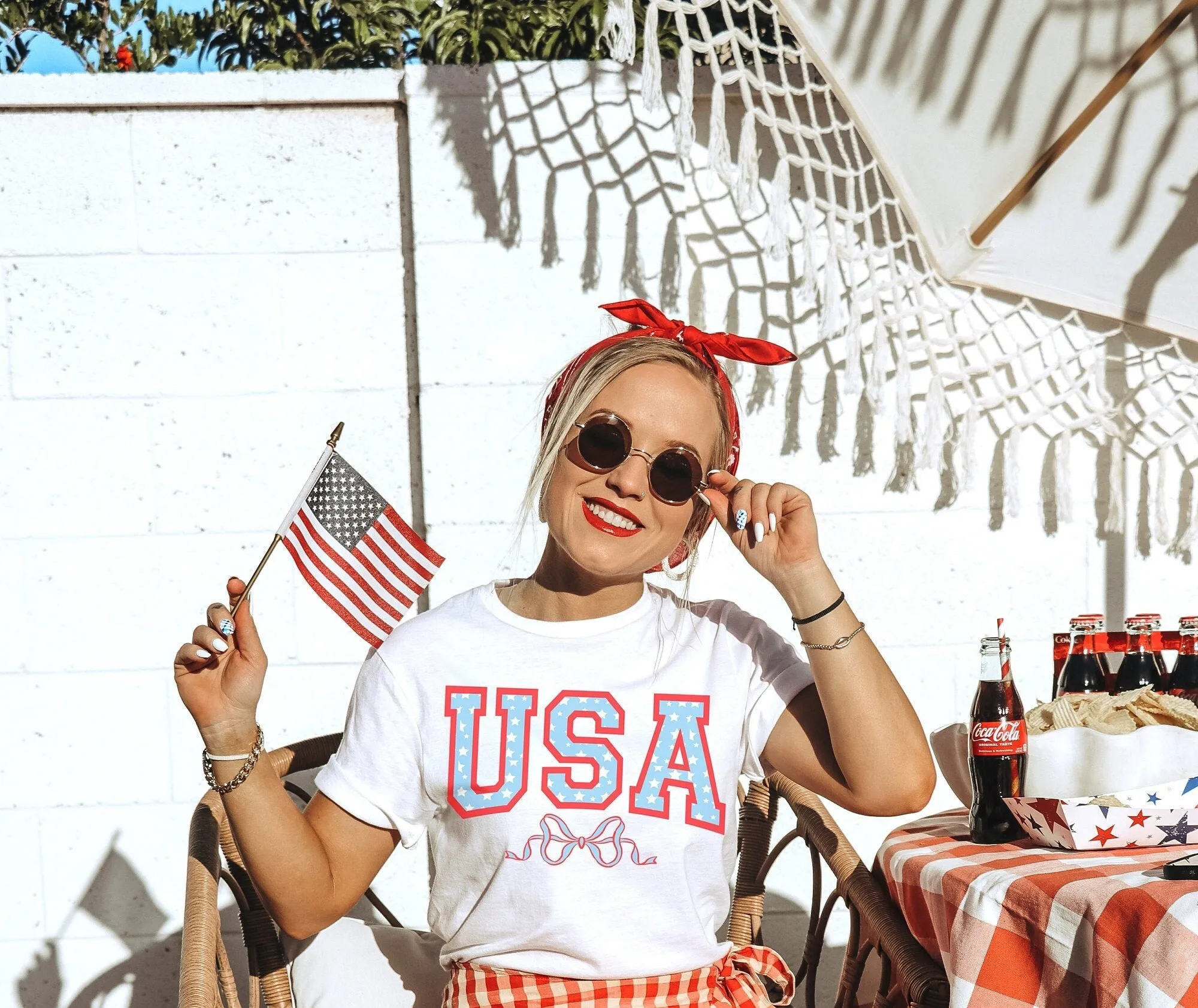 Coquette USA  4th of July Patriotic Shirt, USA Bow Coquette Patriotic Sweatshirt