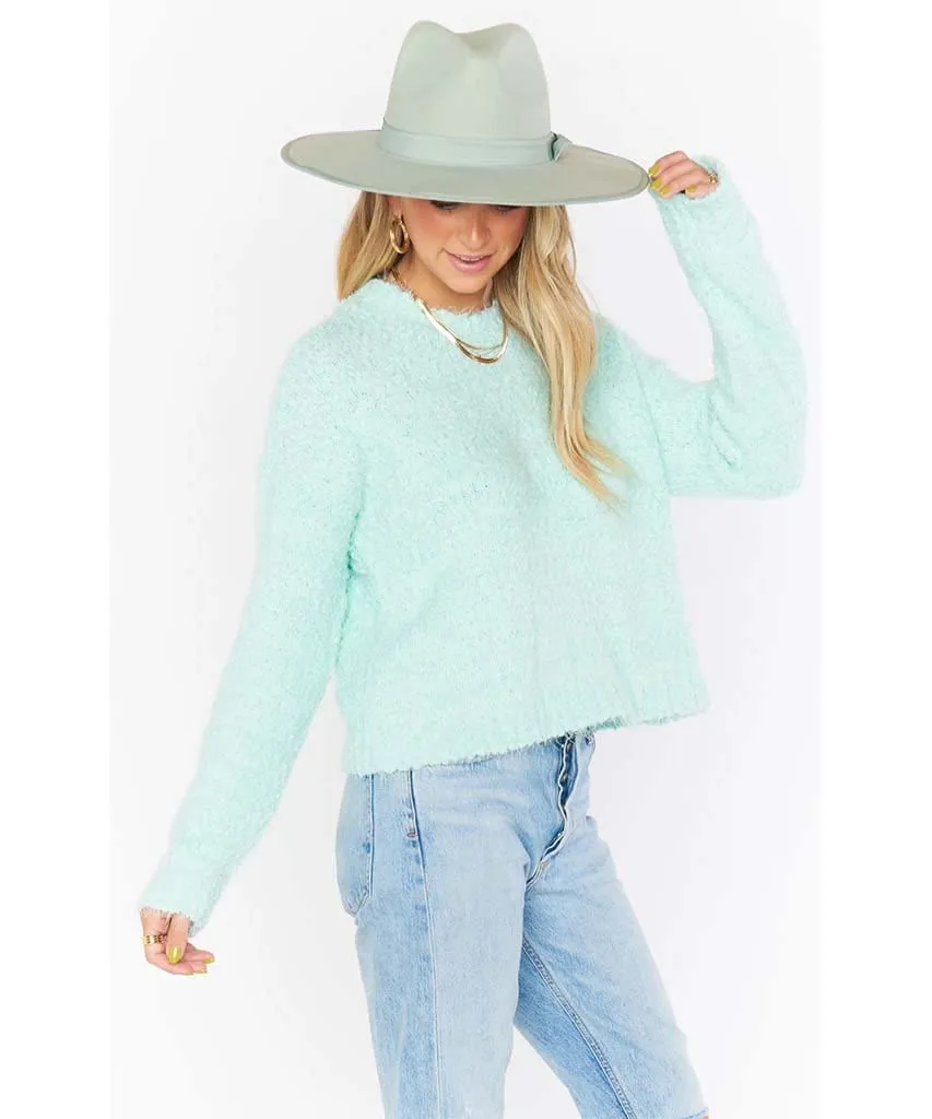Cropped Varsity Sweater Mint