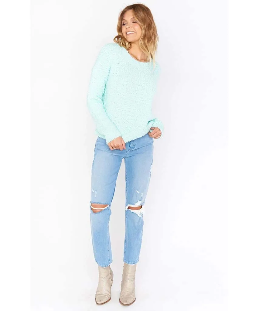Cropped Varsity Sweater Mint