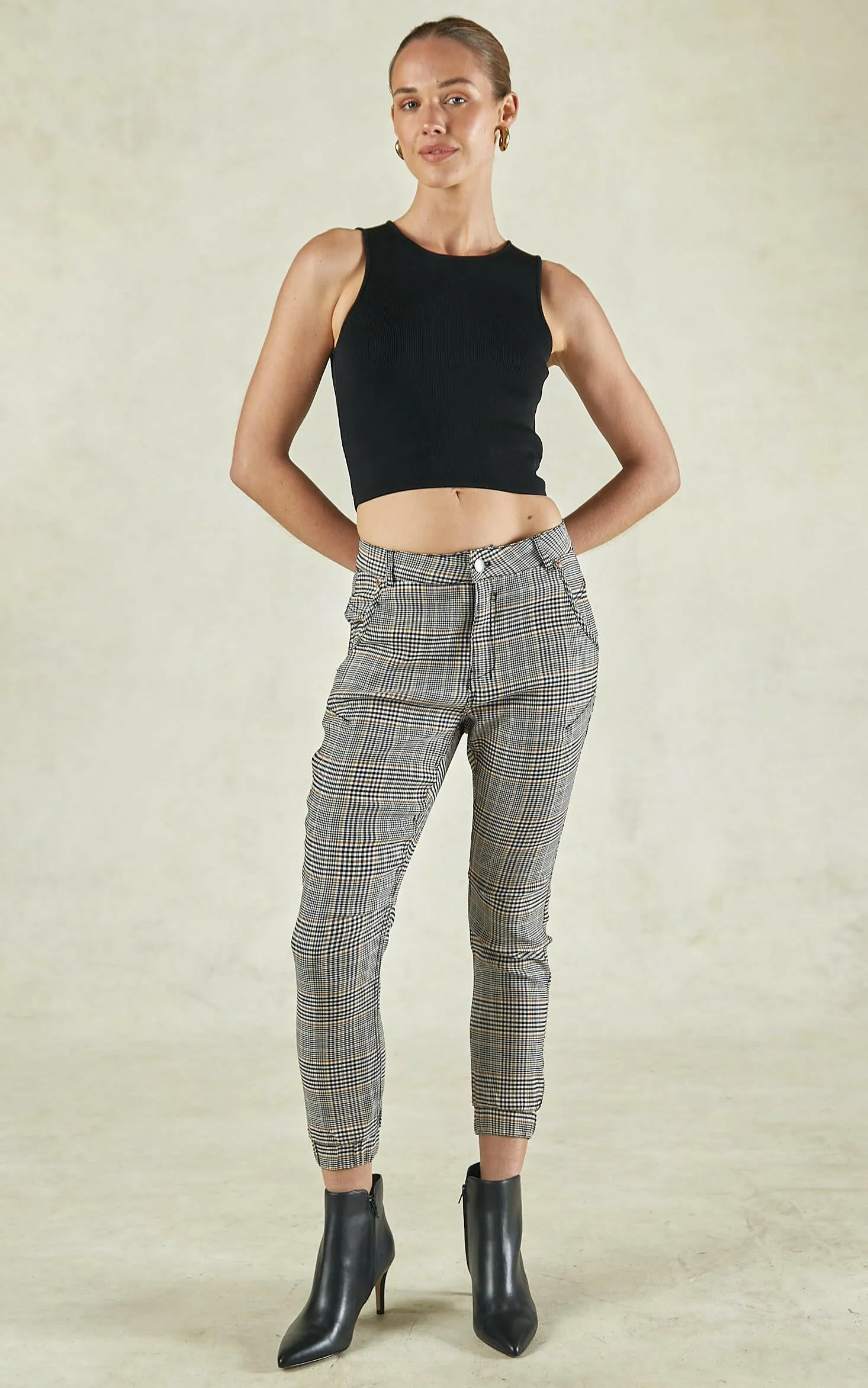 Cuffed Fennel Seed Check Jeans