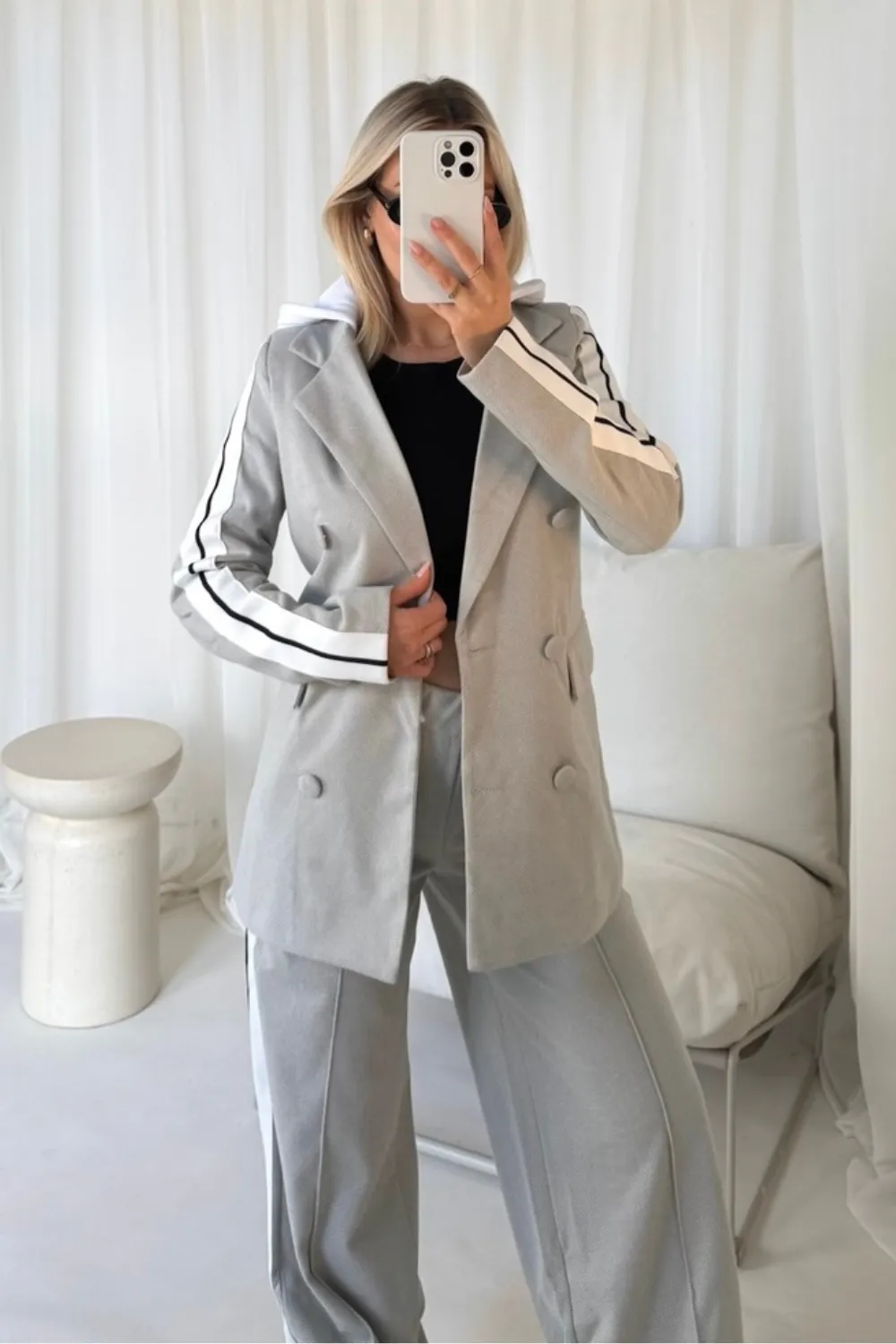 Dani grey hooded blazer co ord