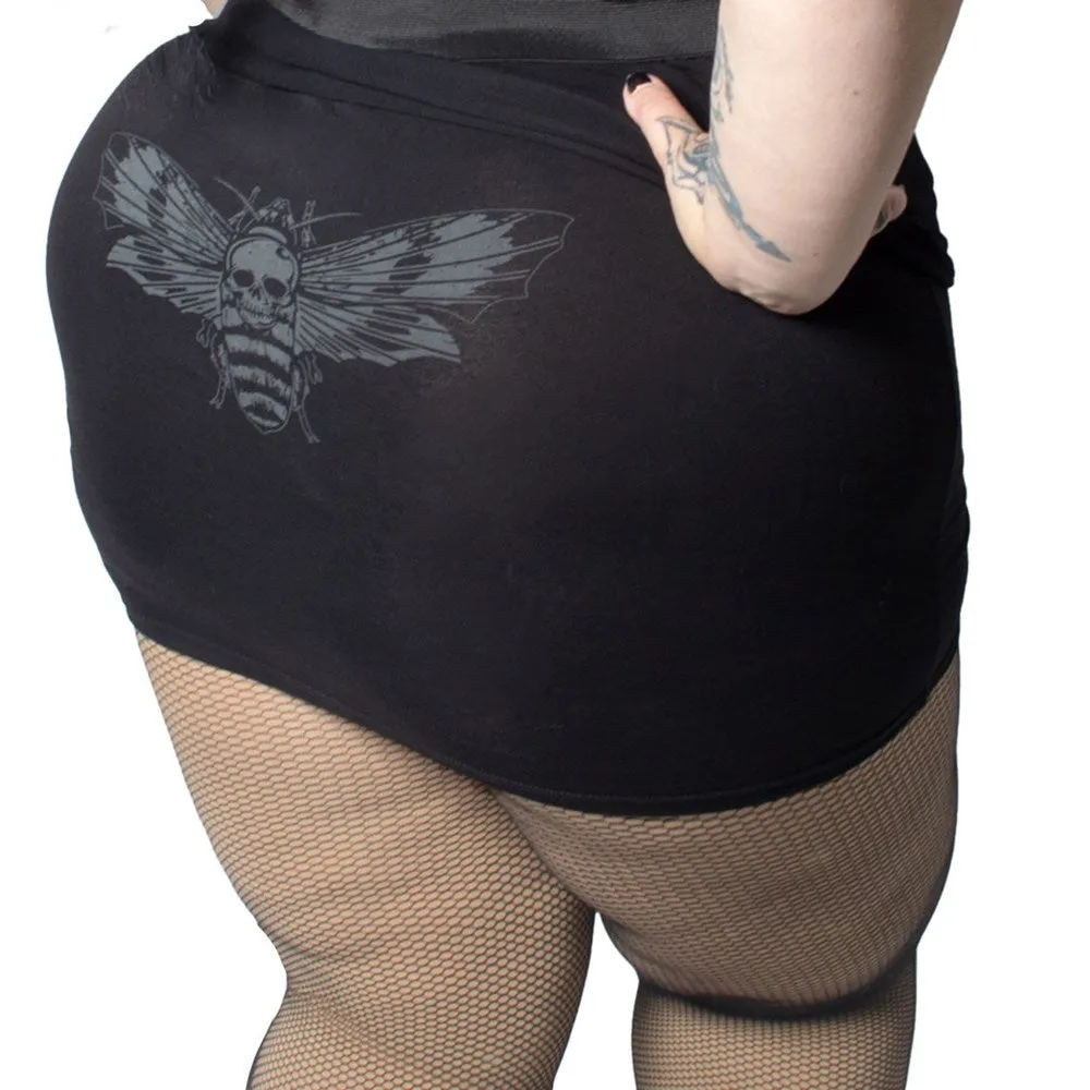 Death Moth Mini Skirt Grey