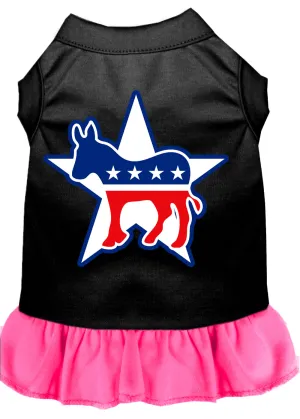Democrat Screen Print Dress Black With Bright Pink Xl