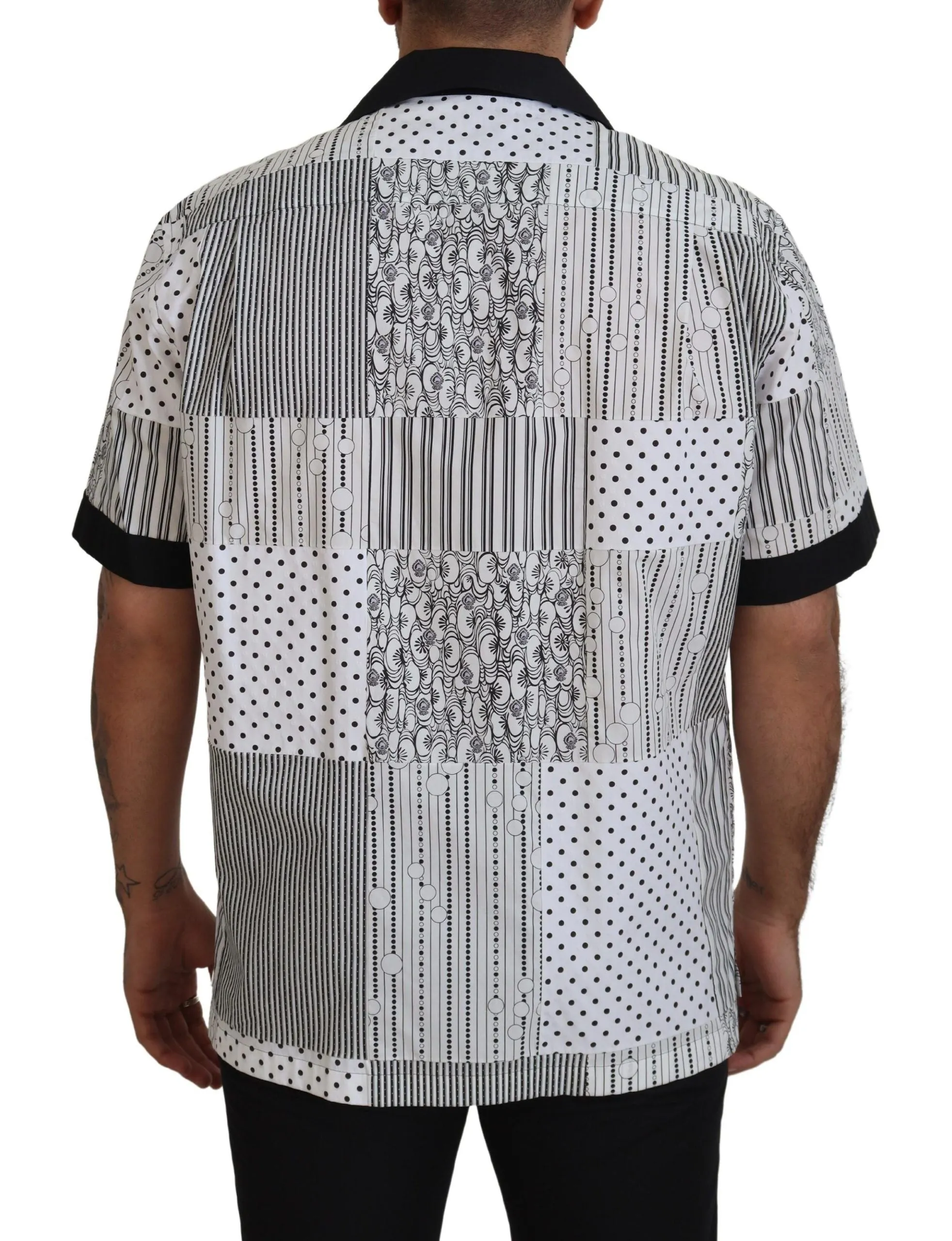 Elegant Black & White Cotton Shirt