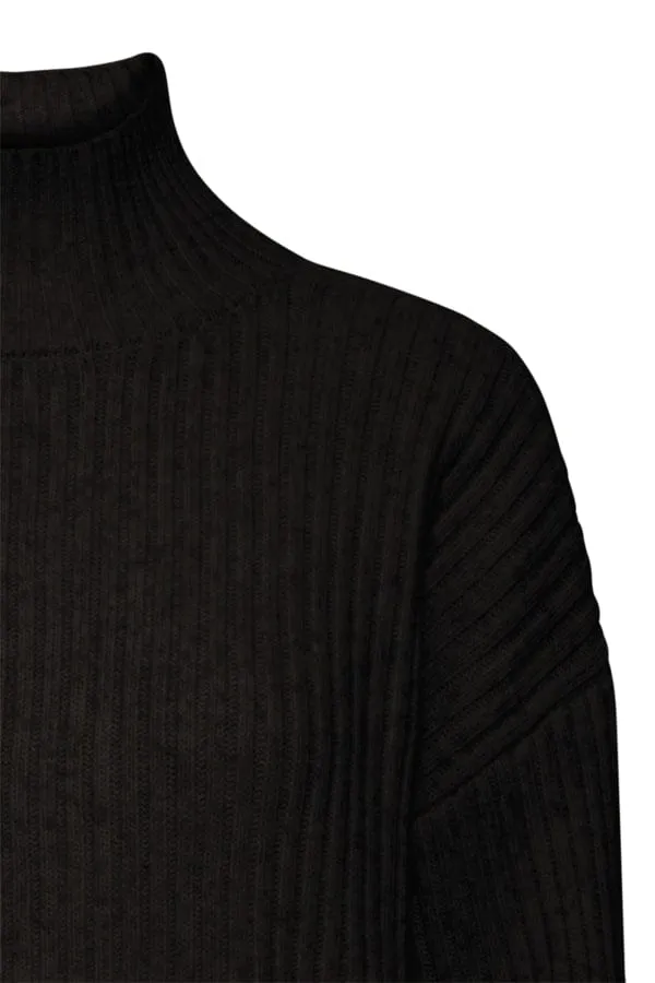 Fransa Ribbed Short Jumper Black