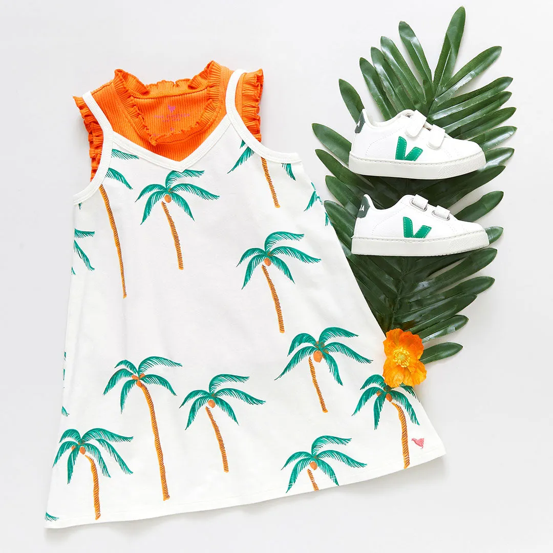 Girls Organic Ruffle Rib Tank - Golden Poppy