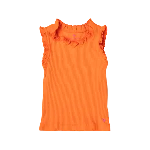 Girls Organic Ruffle Rib Tank - Golden Poppy