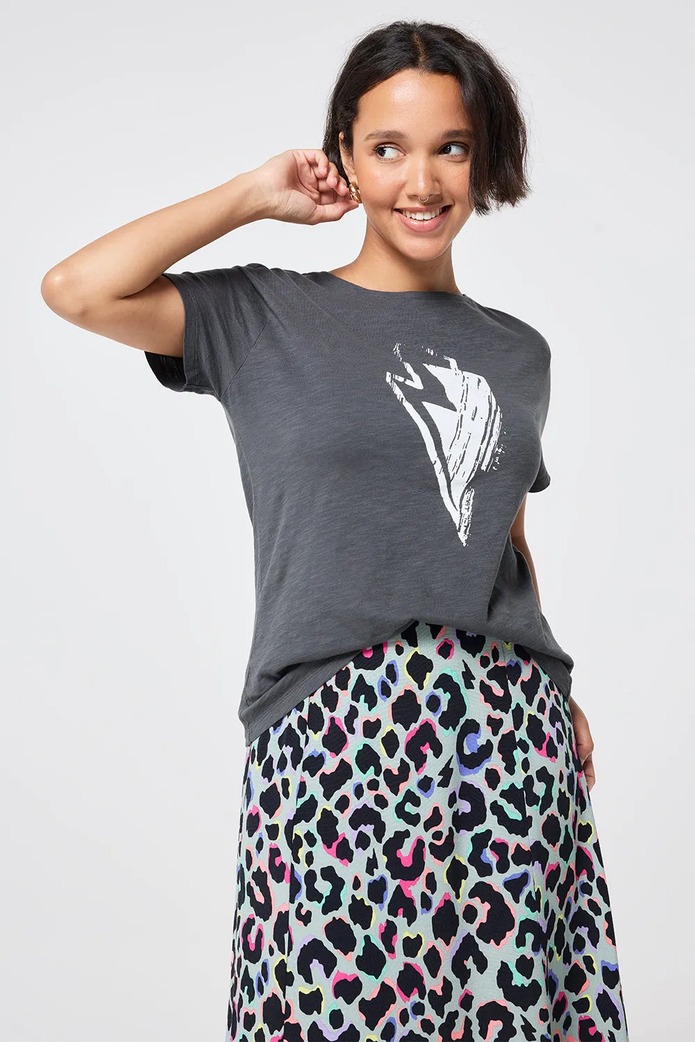 Grey Slogan Print T-Shirt