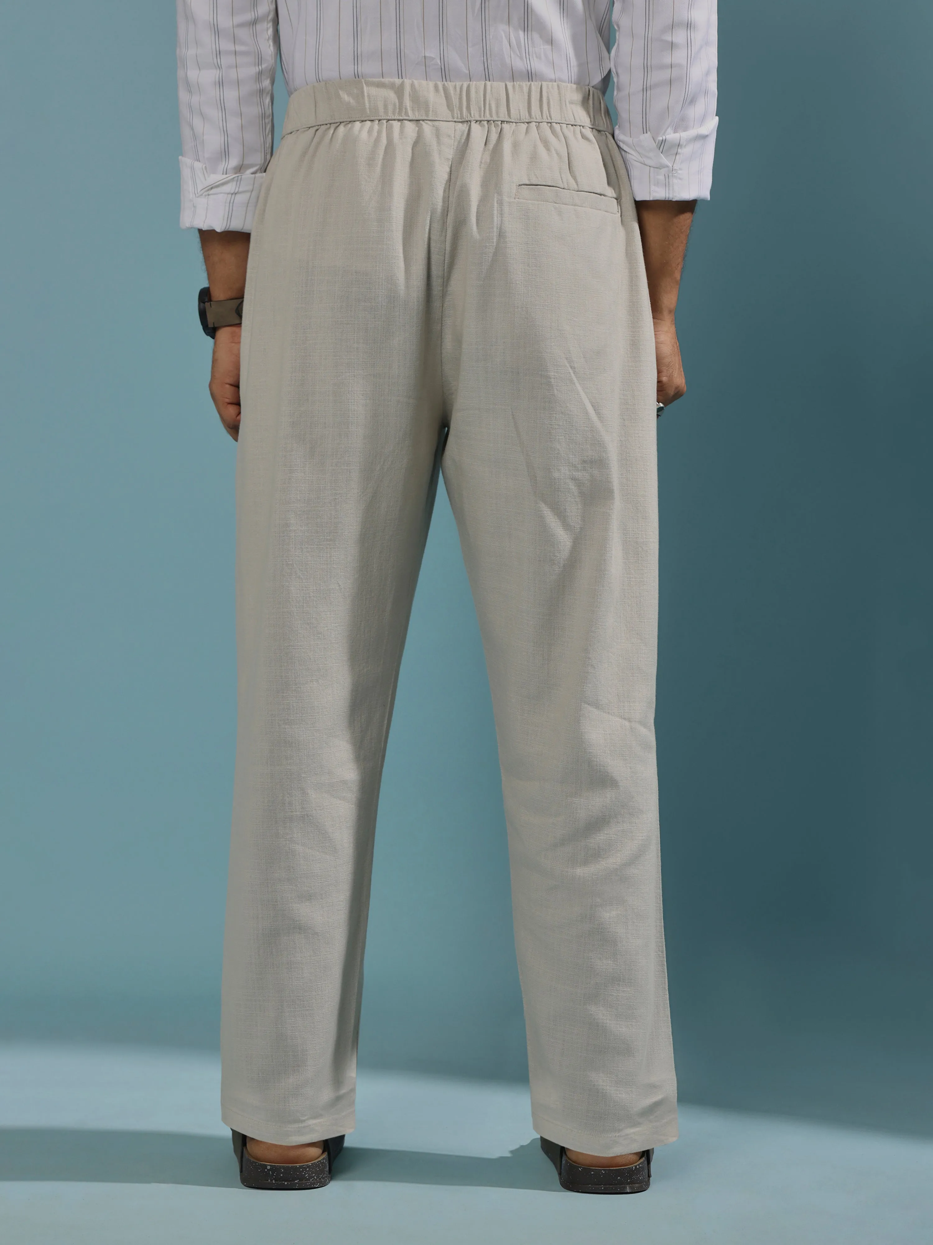 Gwynetha - Loose Fit Linen Joggers - Light Gray