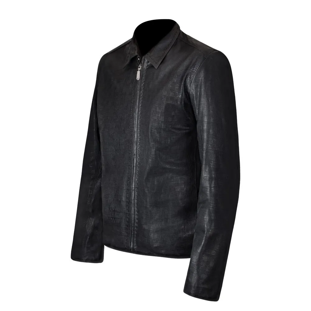 H276COC - Cuadra black casual fashion lambskin quilted blouson jacket for men