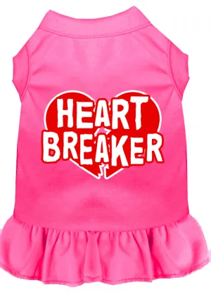 Heart Breaker Screen Print Dress Bright Pink Xs