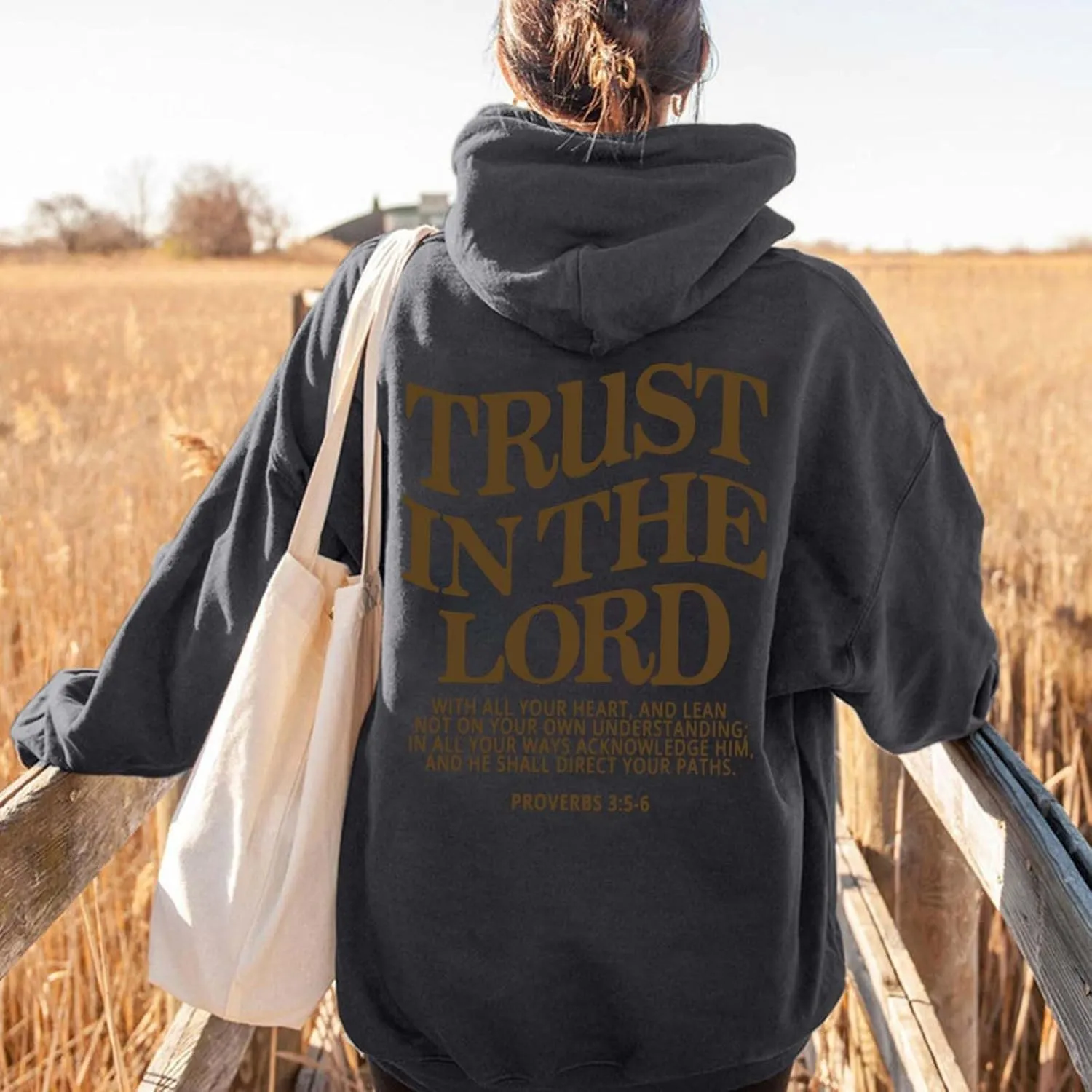 Hoodies for Teen Girls Trust in The Lord Christian Hoodies for Women Trendy Graphic Oversize Pullover Hoodies