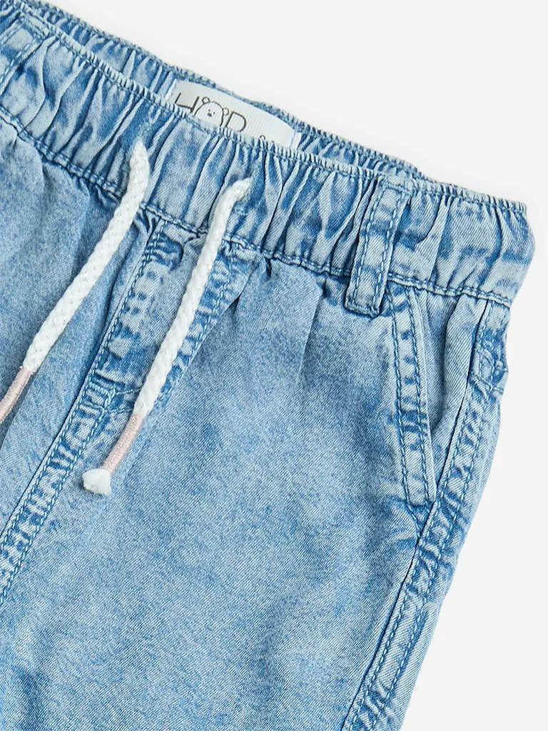 HOP Baby Light Blue High-Rise Denim Joggers