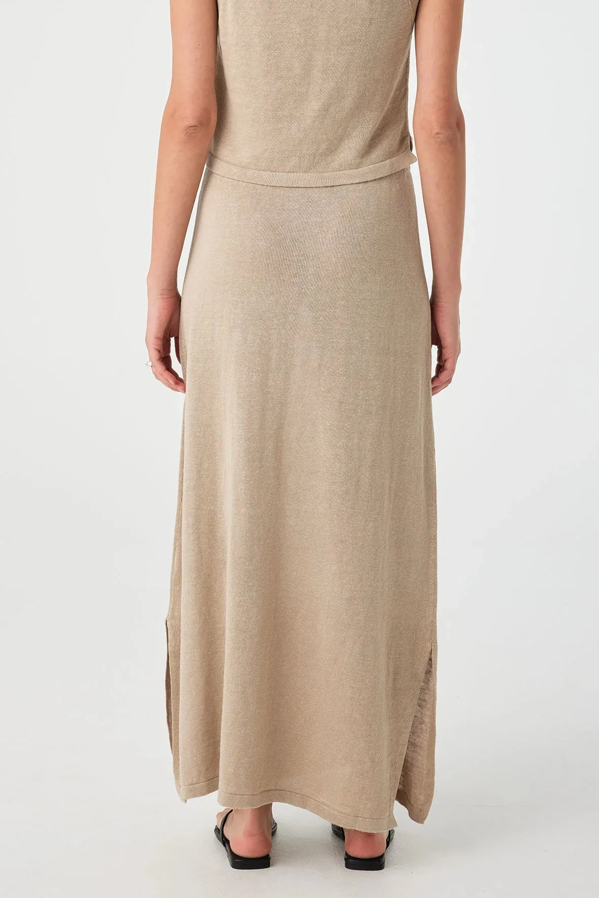 Hugo Linen Knit Skirt - Taupe
