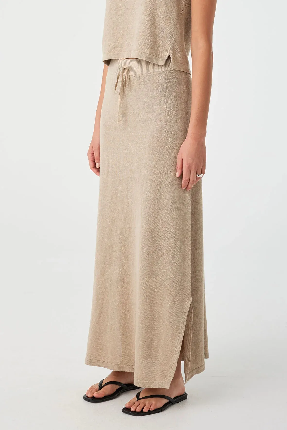 Hugo Linen Knit Skirt - Taupe