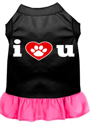 I Heart You Screen Print Dress Black With Bright Pink Med