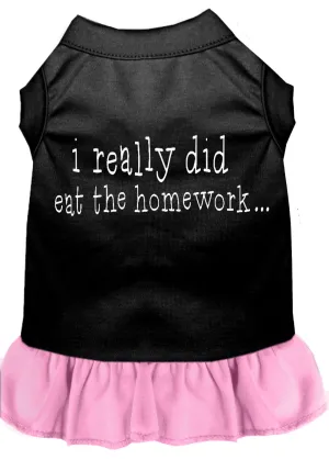 I Really Did Eat The Homework Screen Print Dress Black With Light Pink Xl