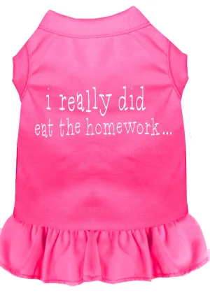 I Really Did Eat The Homework Screen Print Dress Bright Pink Lg
