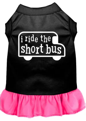 I Ride The Short Bus Screen Print Dress Black With Bright Pink Xl