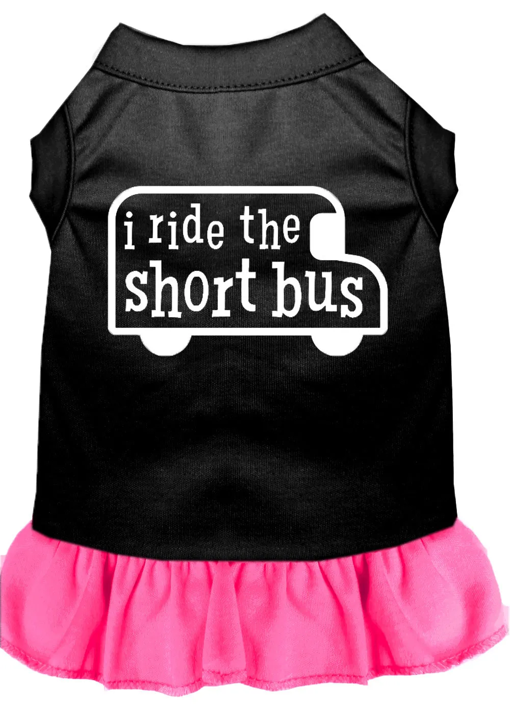 I Ride The Short Bus Screen Print Dress Black With Bright Pink Xl