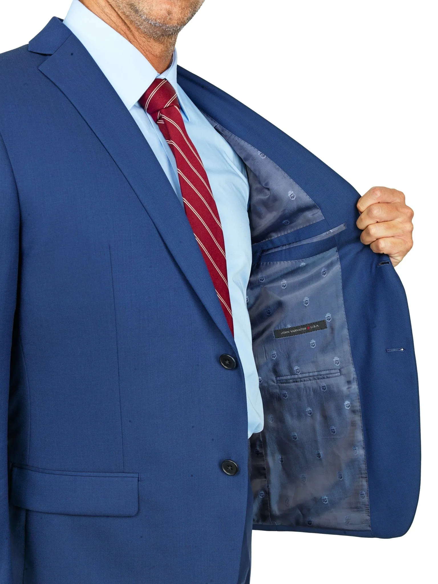 John Varvatos Mens Slim Fit Solid Blue Two Button Wool Suit
